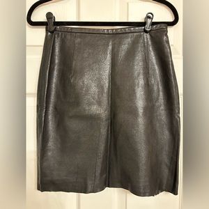Steven Alan Black Leather Raw Hem Skirt
